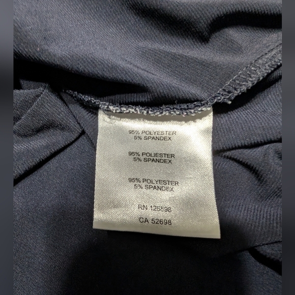 Ellen Tracy Navy Blue V-neckline Gathered Button Front 3/4 Sleeve Blouse Size S - Picture 4 of 7